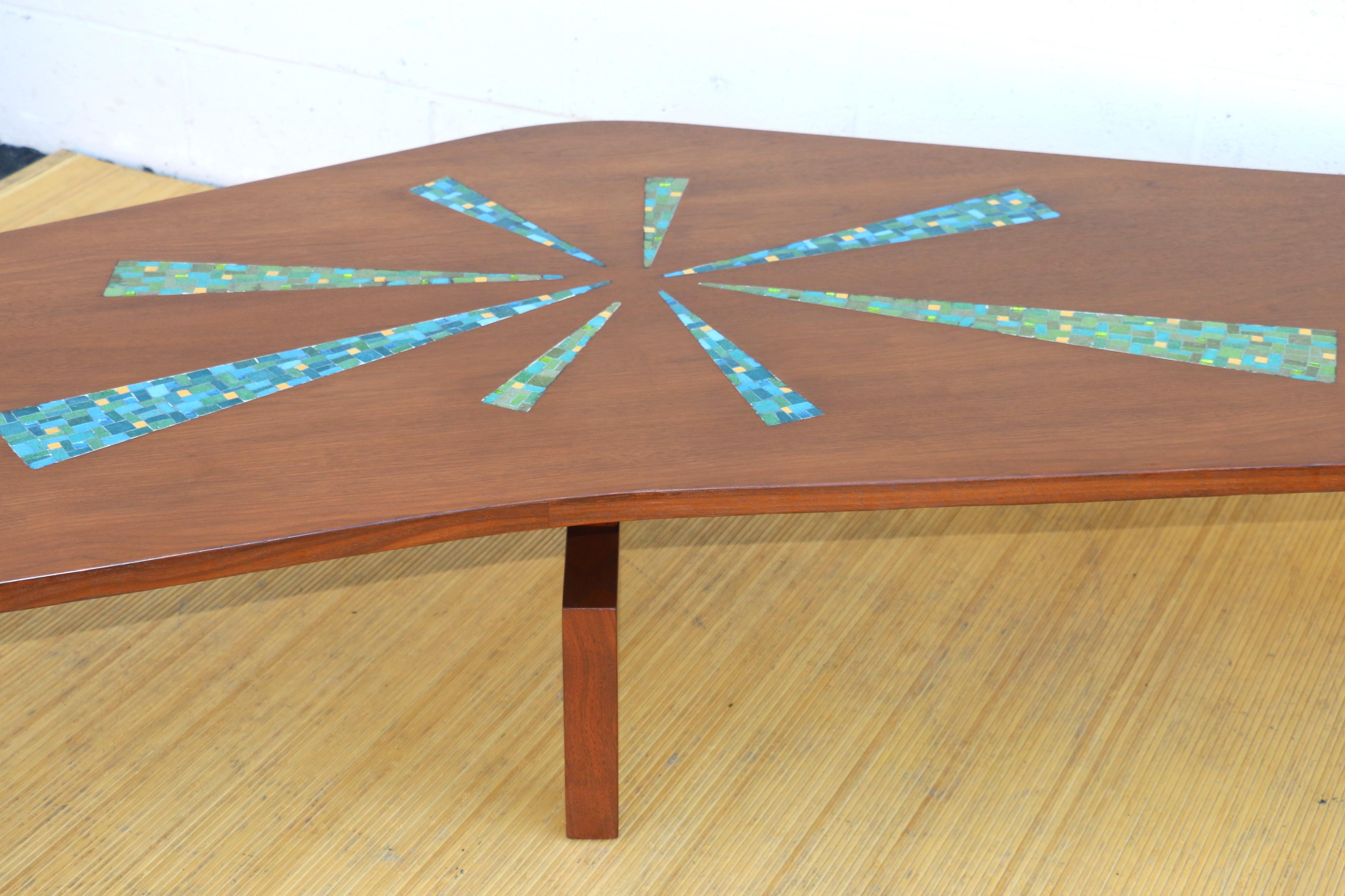 Mid-Century Modern Boomerang Shape Coffee Table With Mosaic Top, Circa 1960s For Sale 8