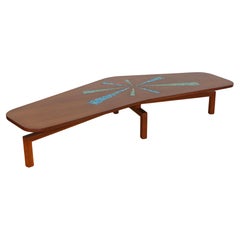 Mid-Century Modern Boomerang Shape Coffee Table With Mosaic Top, Circa 1960s