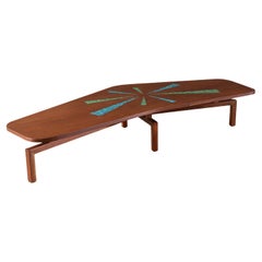 Mid-Century Modern Boomerang Shape Coffee Table with Mosaic Top