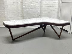 Mid-Century Modern Boomerang Shaped Marble Top Coffee Table