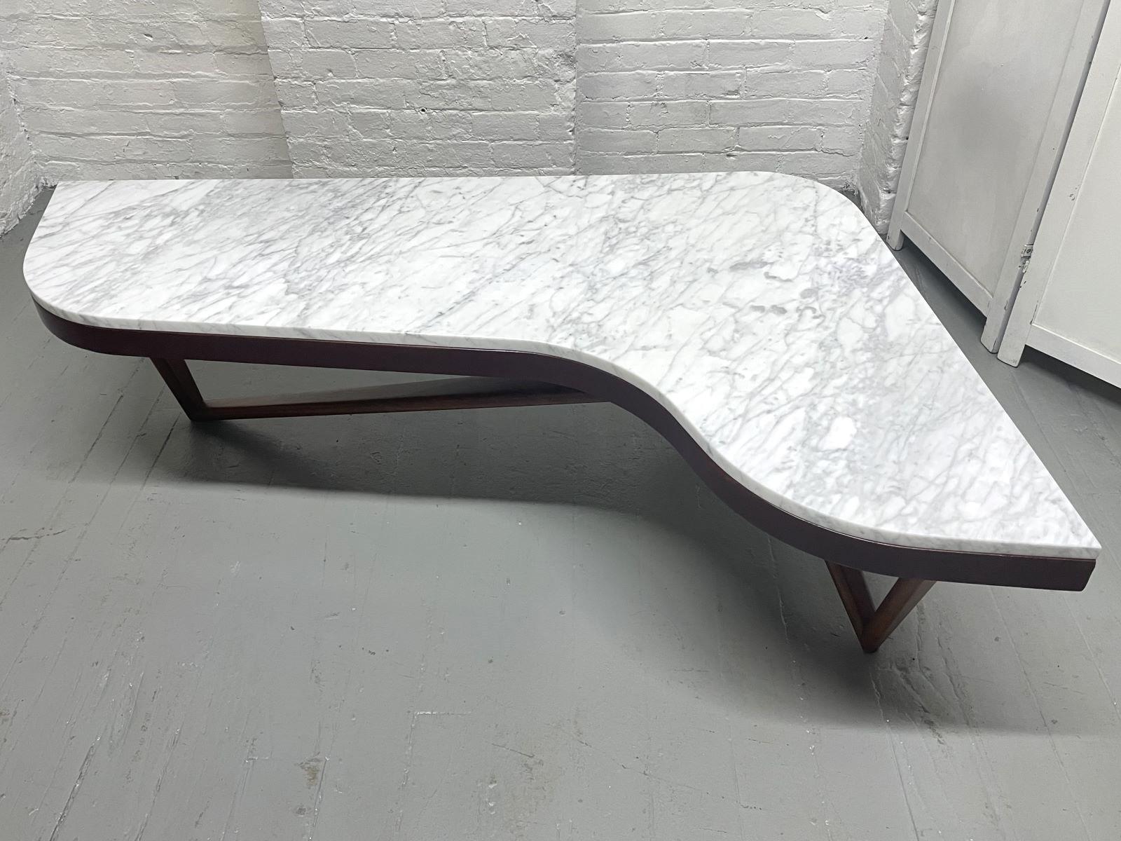 Mid-20th Century Mid-Century Modern Boomerang Shaped Marble Top Coffee Table For Sale