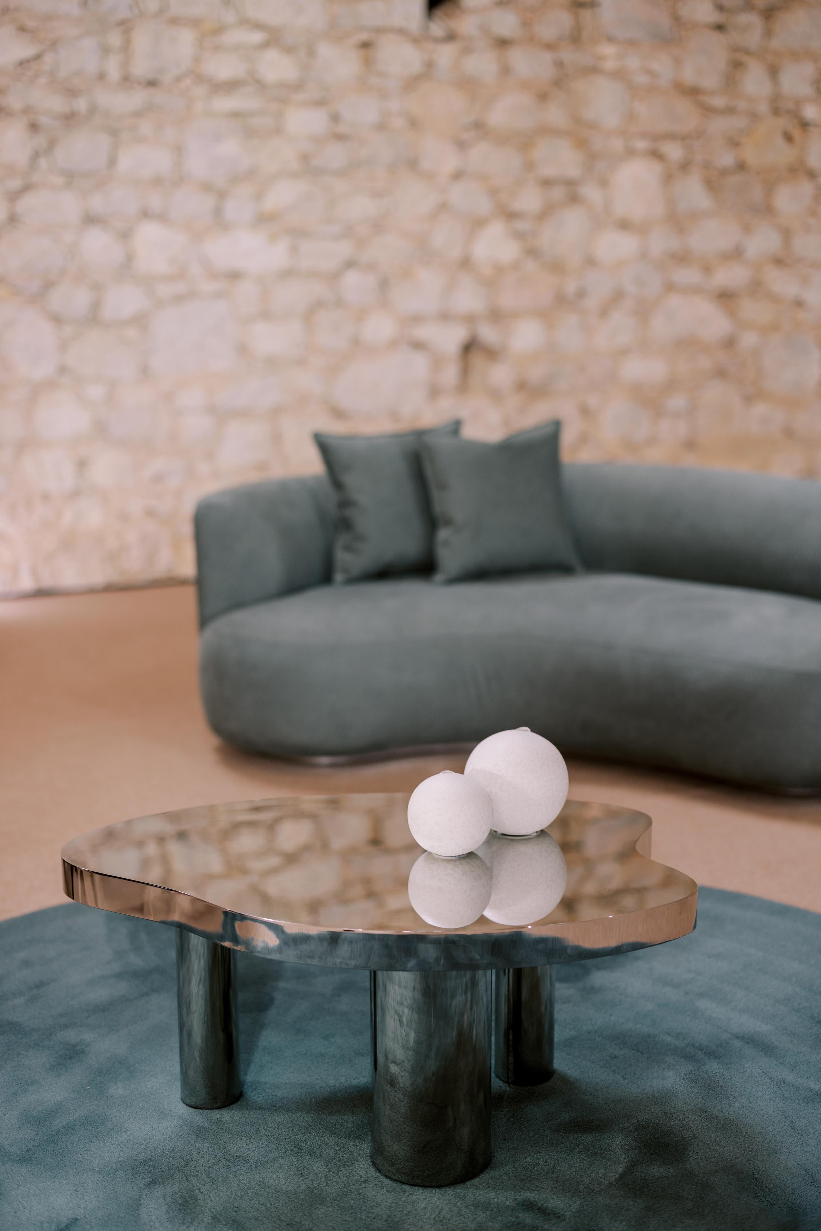 Moderner Bordeira-Couchtisch aus der Mitte des Jahrhunderts, Stahl, handgefertigt Portugal von Greenapple (21. Jahrhundert und zeitgenössisch) im Angebot