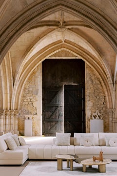 Mid-Century Modern Bordeira Nesting Coffee Tables, Onyx Miel, Brass, Greenapple