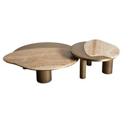 Tables basses gigognes The Moderns Modernity Bordeira, Onyx Miel, Laiton, Greenapple