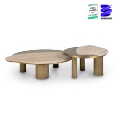 Tavolini Bordeira, Onyx Miel, Ottone, Greenapple, metà del secolo scorso Tavolini Bordeira, Onyx Miel, Ottone, Greenapple, metà del secolo scorso