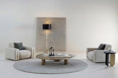 Mid-Century Modern Bordeira Stone Coffee Table, Onyx Brass, Handmade Greenapple