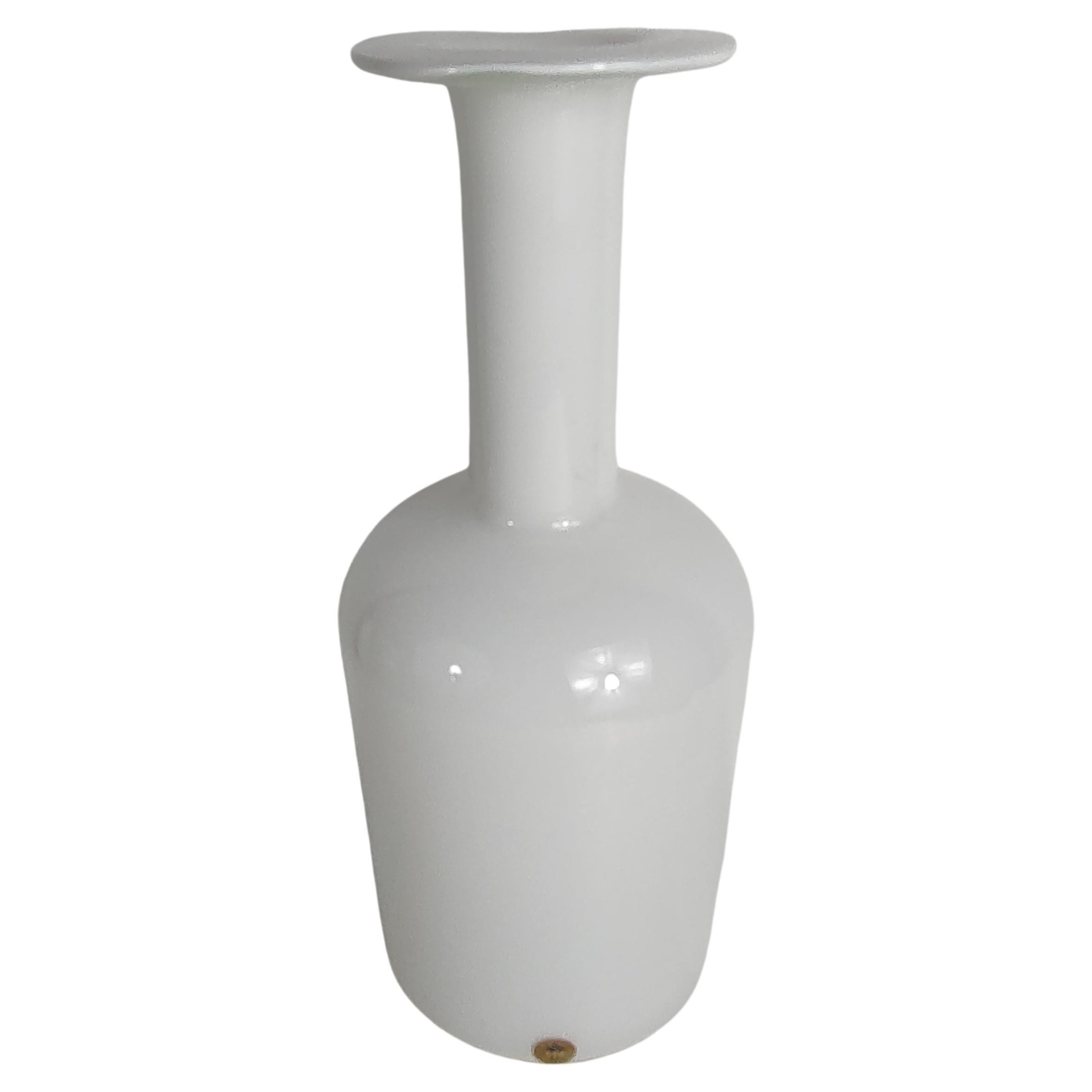 Fabulous art glass bottle form vase by Otto Brauer for kastrup & Holmegaard. Large, 14.25 x 5.75 and has a delicate yet commanding presence. In excellent condition.