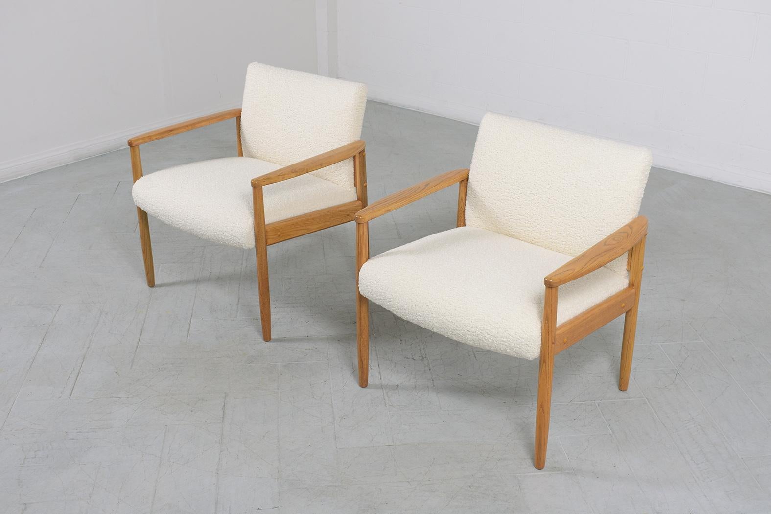 Mid-Century Modern Boucle Dining Chairs In Good Condition In Los Angeles, CA