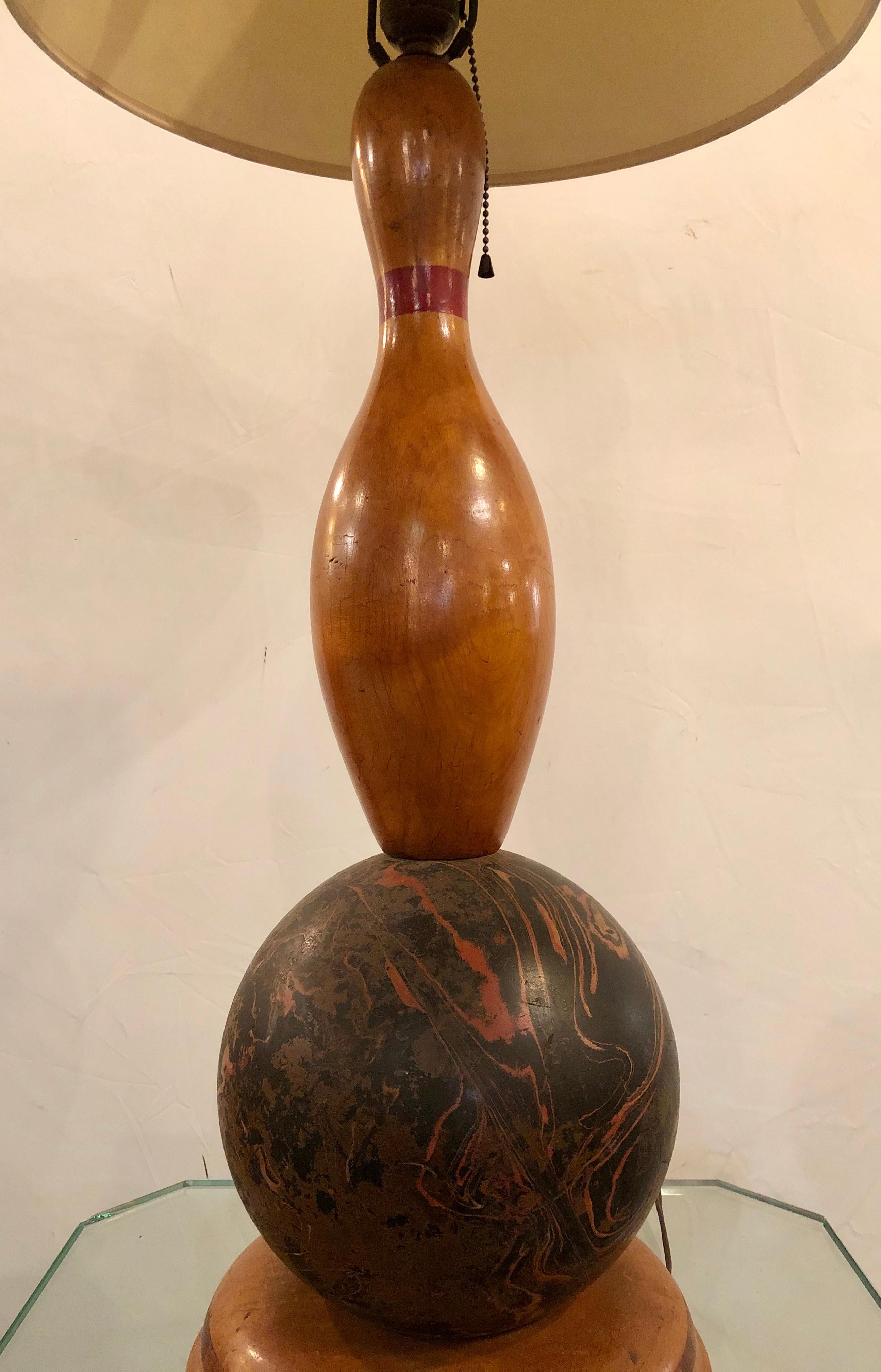 Mid-Century Modern Bowling Ball and Pin Mid-Century Modern Table Lamp 1