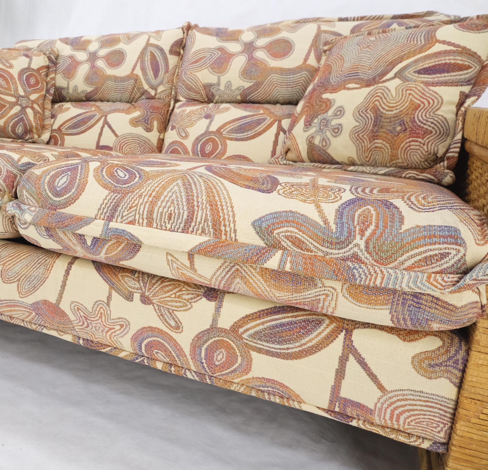 Mid-Century Modern Box Shape Rattan Cane Bamboo Loveseat Sofa Settee Mint! For Sale 8