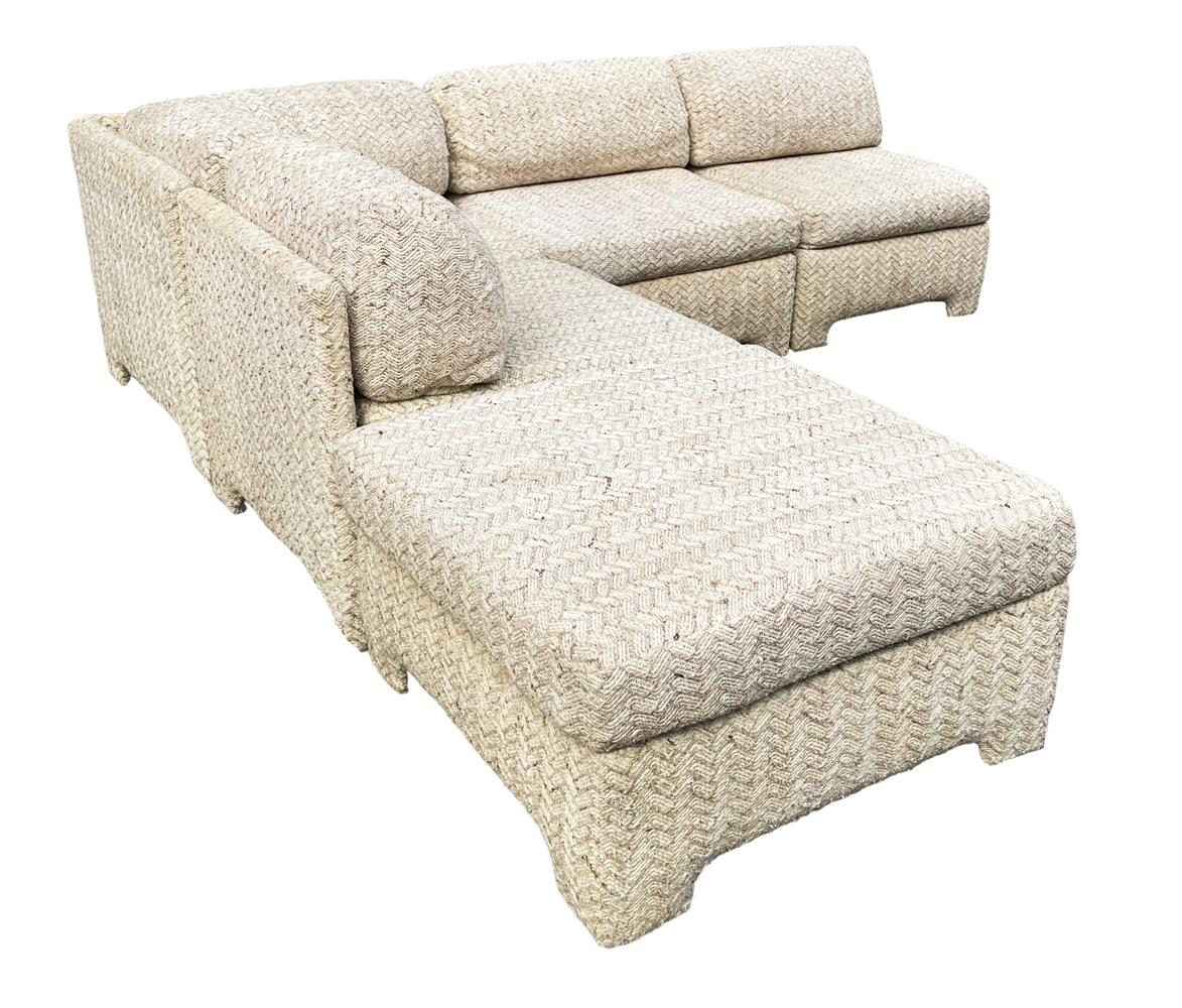 Modulares L-förmiges Sofa mit Chaiselongue im Parsons-Stil, Mid-Century Modern im Angebot 3