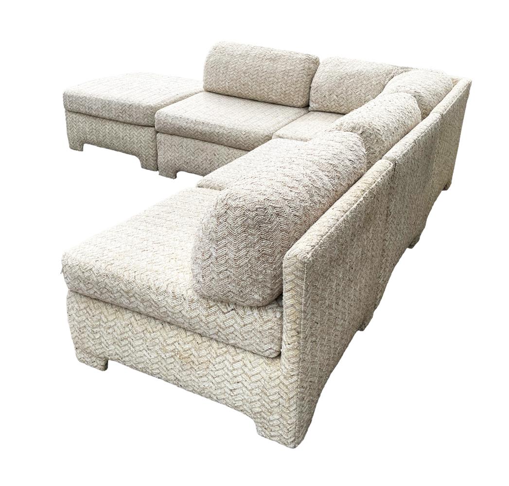 Modulares L-förmiges Sofa mit Chaiselongue im Parsons-Stil, Mid-Century Modern im Angebot 4