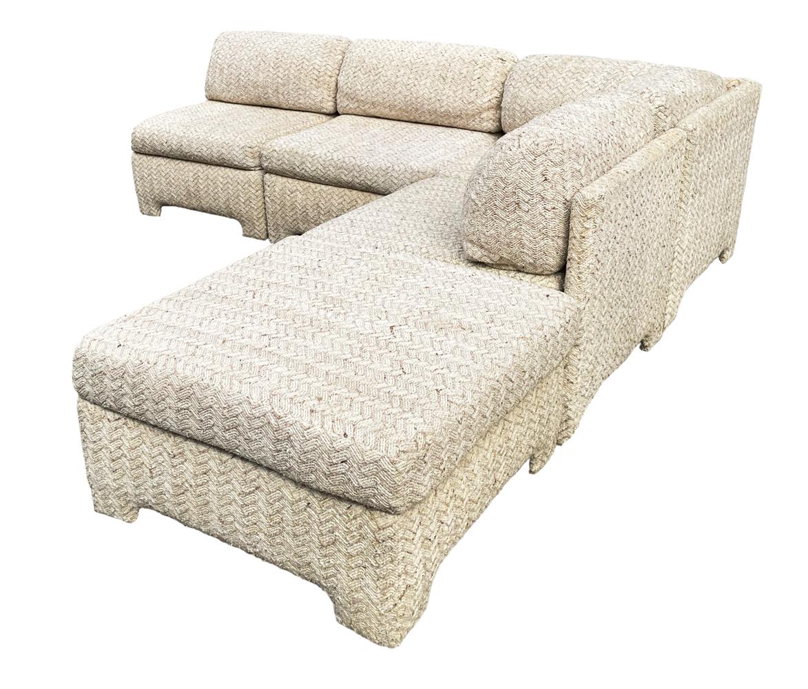Modulares L-förmiges Sofa mit Chaiselongue im Parsons-Stil, Mid-Century Modern (amerikanisch) im Angebot