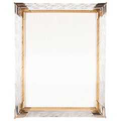 Mid-Century Modern Braided Murano Glass, Chrome & Filigreed Brass Picture Frame