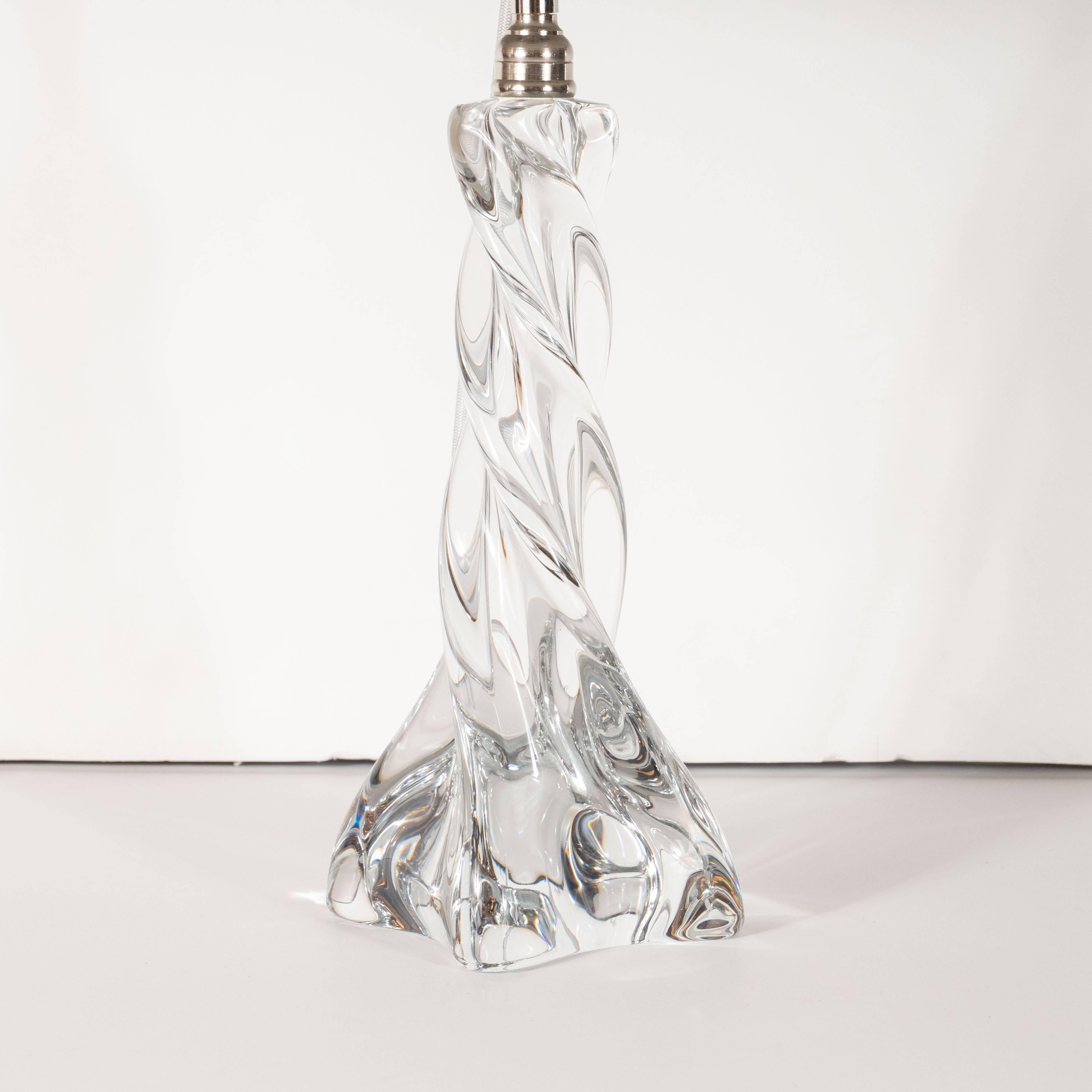 Mid-20th Century Mid-Century Modern Braided Translucent Glass and Chrome Table Lamps by Baccarat