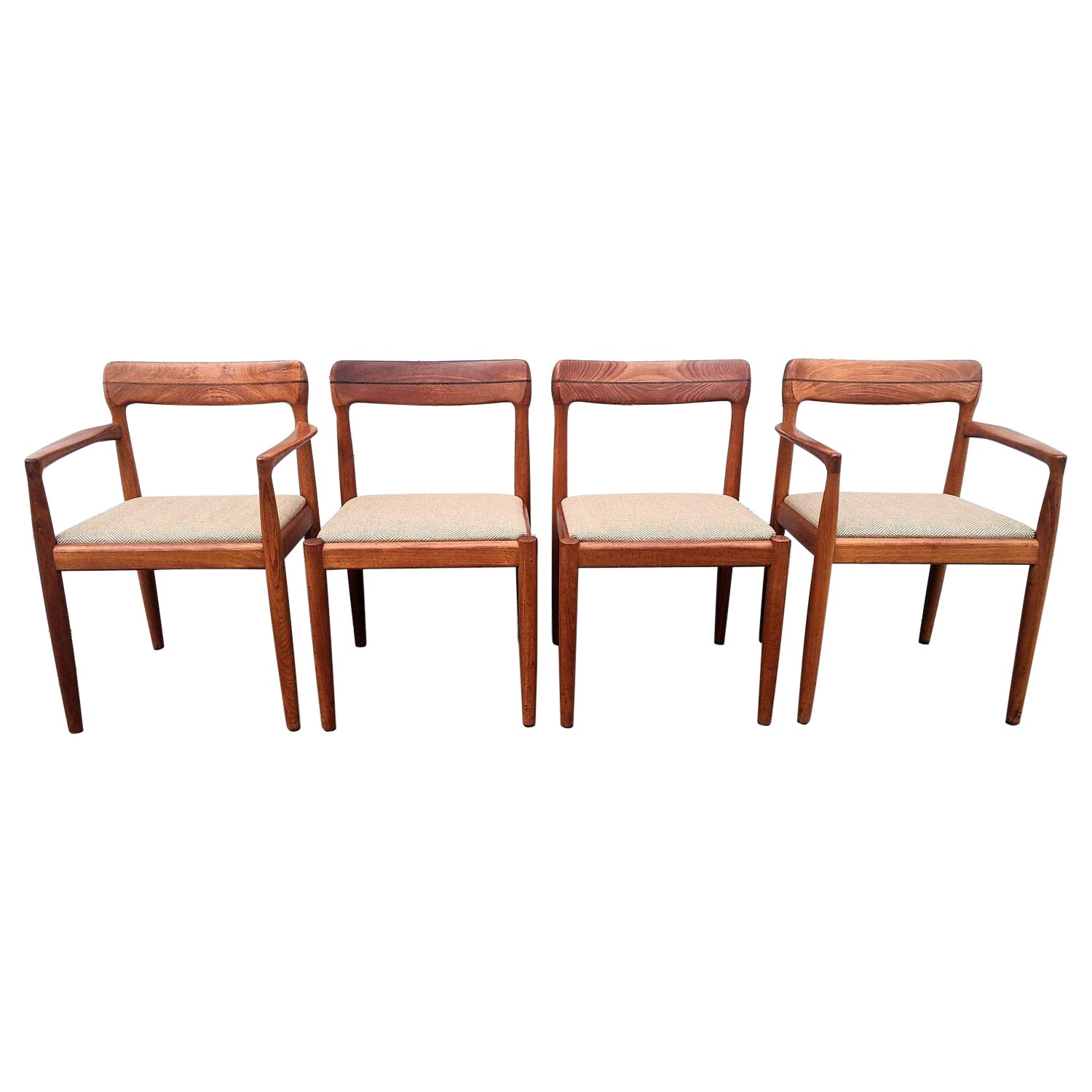 Mesa de Comedor de Teca Bramin Moderna de Mitad de Siglo y Cuatro Sillas en venta