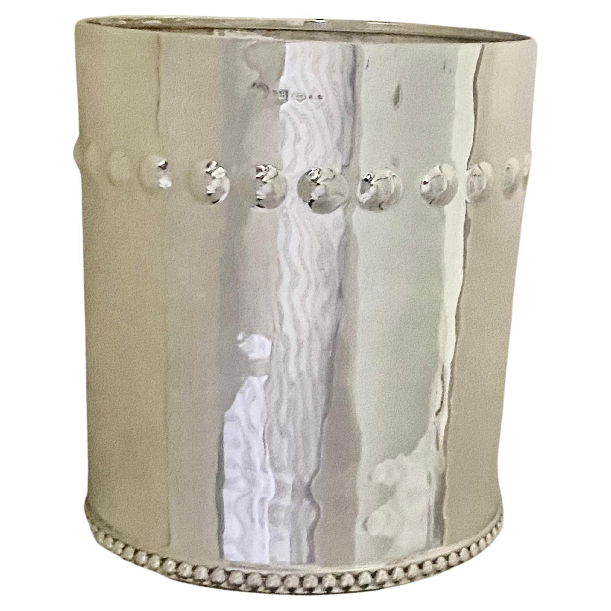 A Brandimarte Florence Ice Collection
A high quality Hand hammered Champagne bucket in solid 800 grade silver
The entire surface is hand wrought and looks amazing.
Mid-century Italian design diameter 19cm height 21cm
Large heavy Bucket weighing
