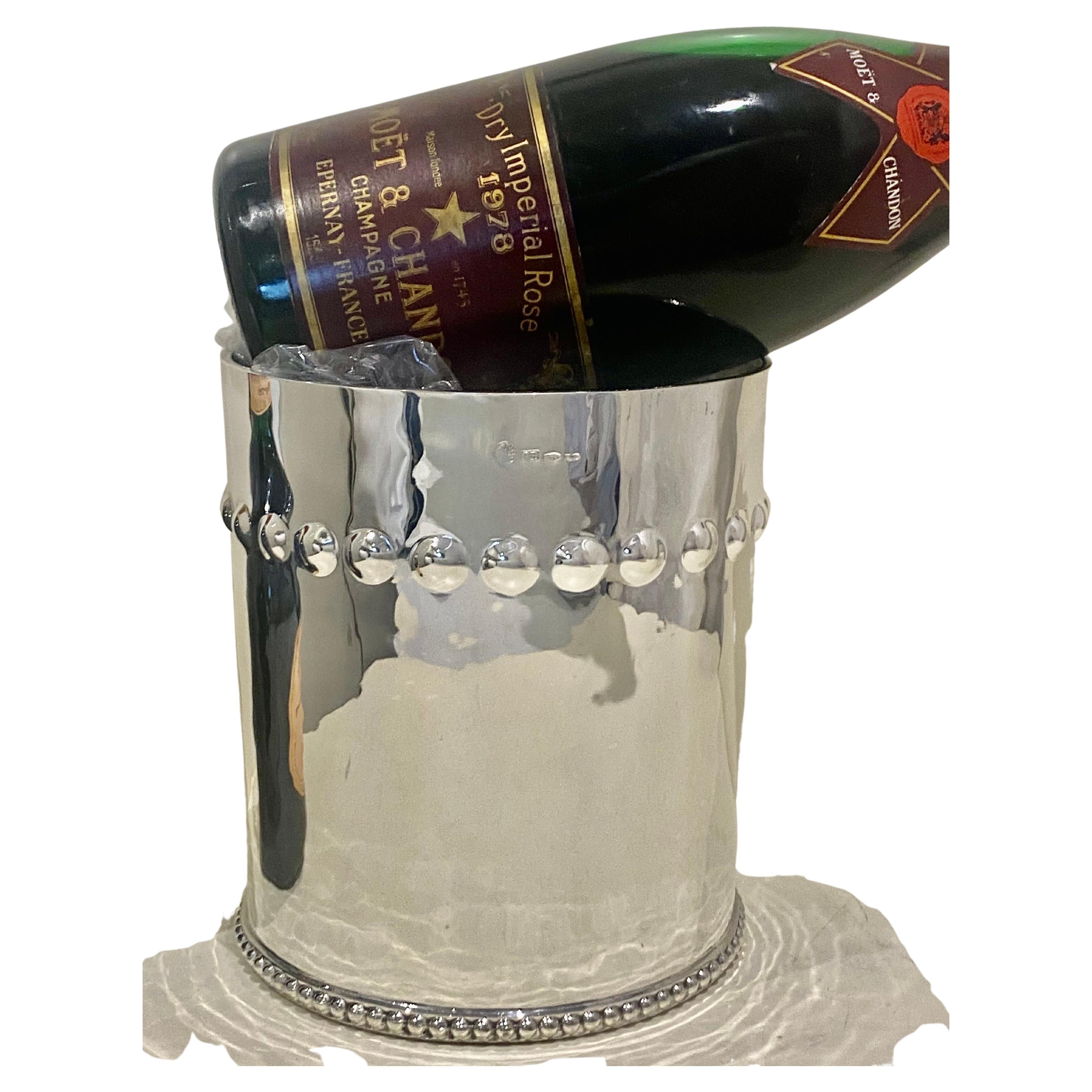 Italian Mid-Century Modern Brandimarte 800 Solid Silver Champagne Ice Bucket 1960's For Sale