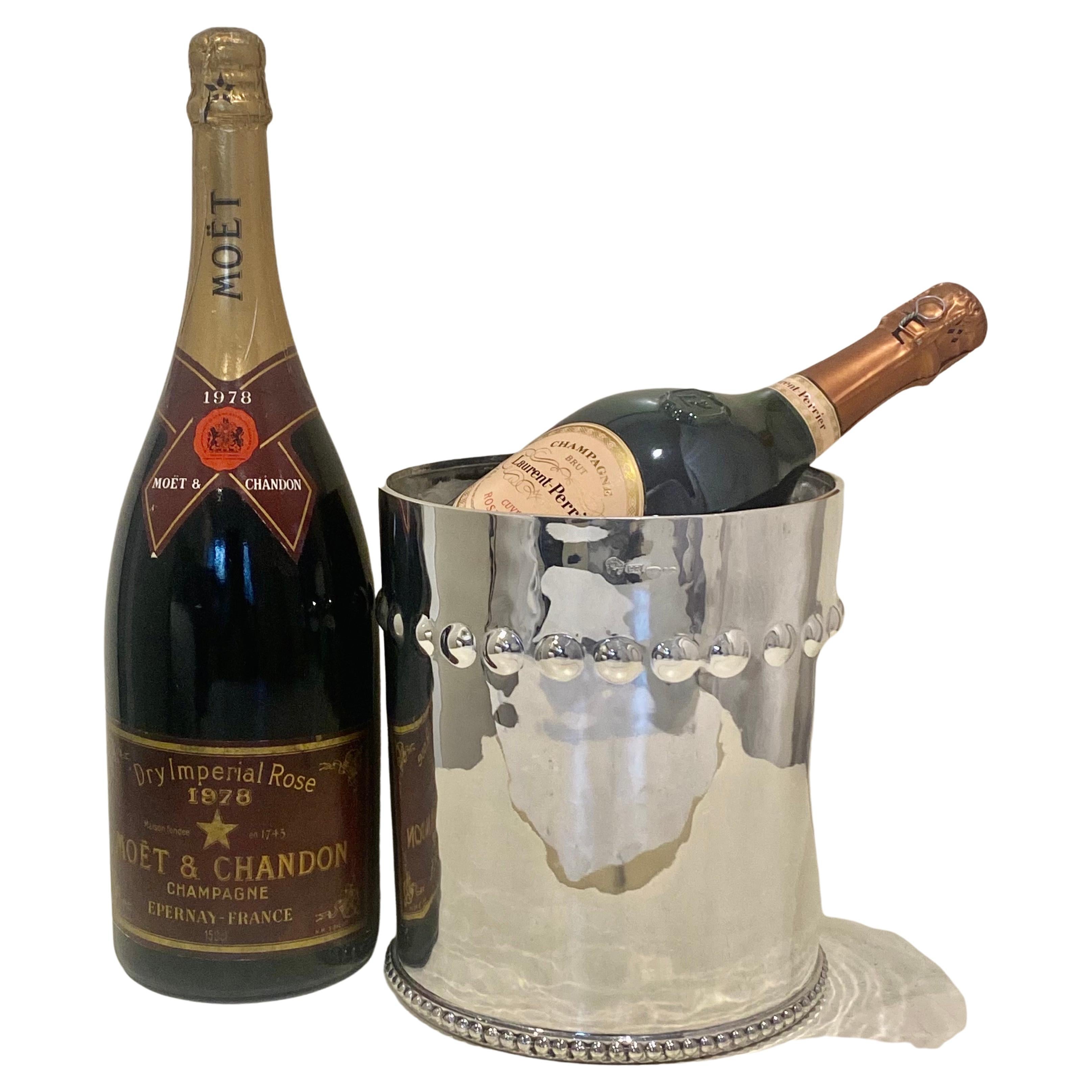 italien Seau à glace à champagne Brandimarte 800 en argent massif moderne du milieu du siècle des années 1960 en vente