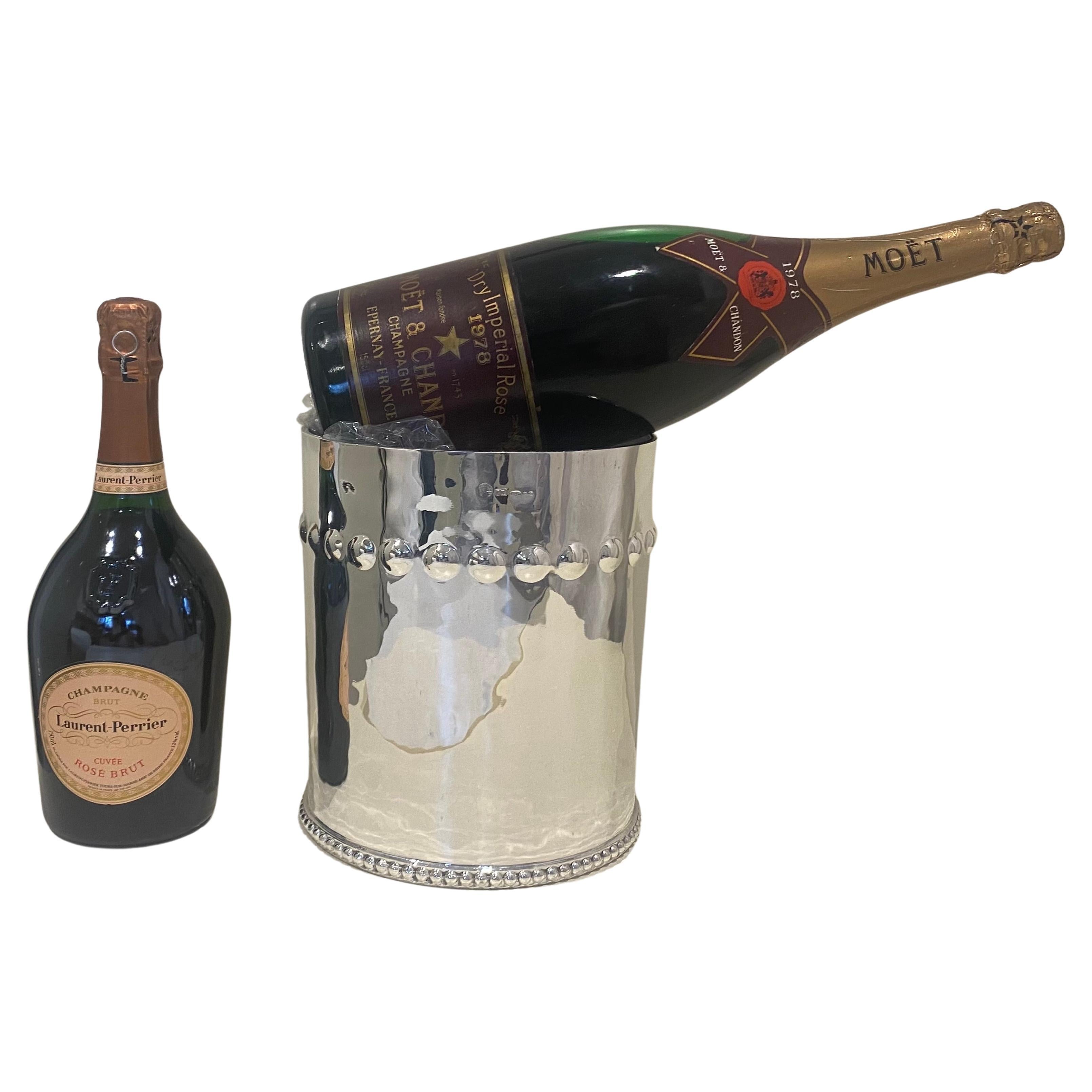 Seau à glace à champagne Brandimarte 800 en argent massif moderne du milieu du siècle des années 1960