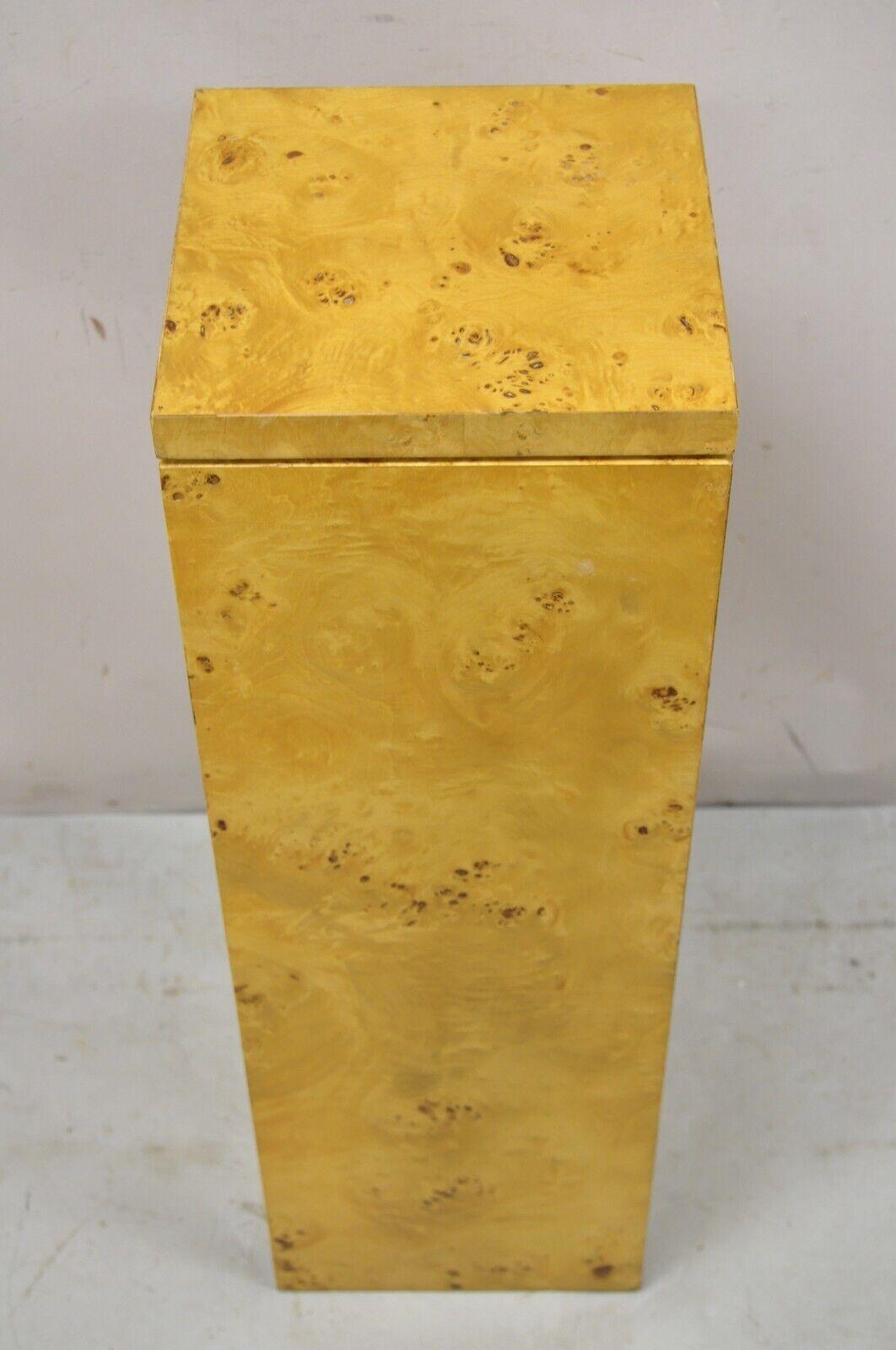 Mid Century Modern Brandt Milo Baughman Style Burlwood Pedestal Display Stand 5