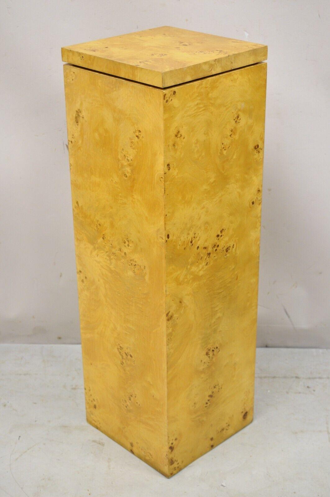 Mid Century Modern Brandt Milo Baughman Style Burlwood Pedestal Display Stand 6