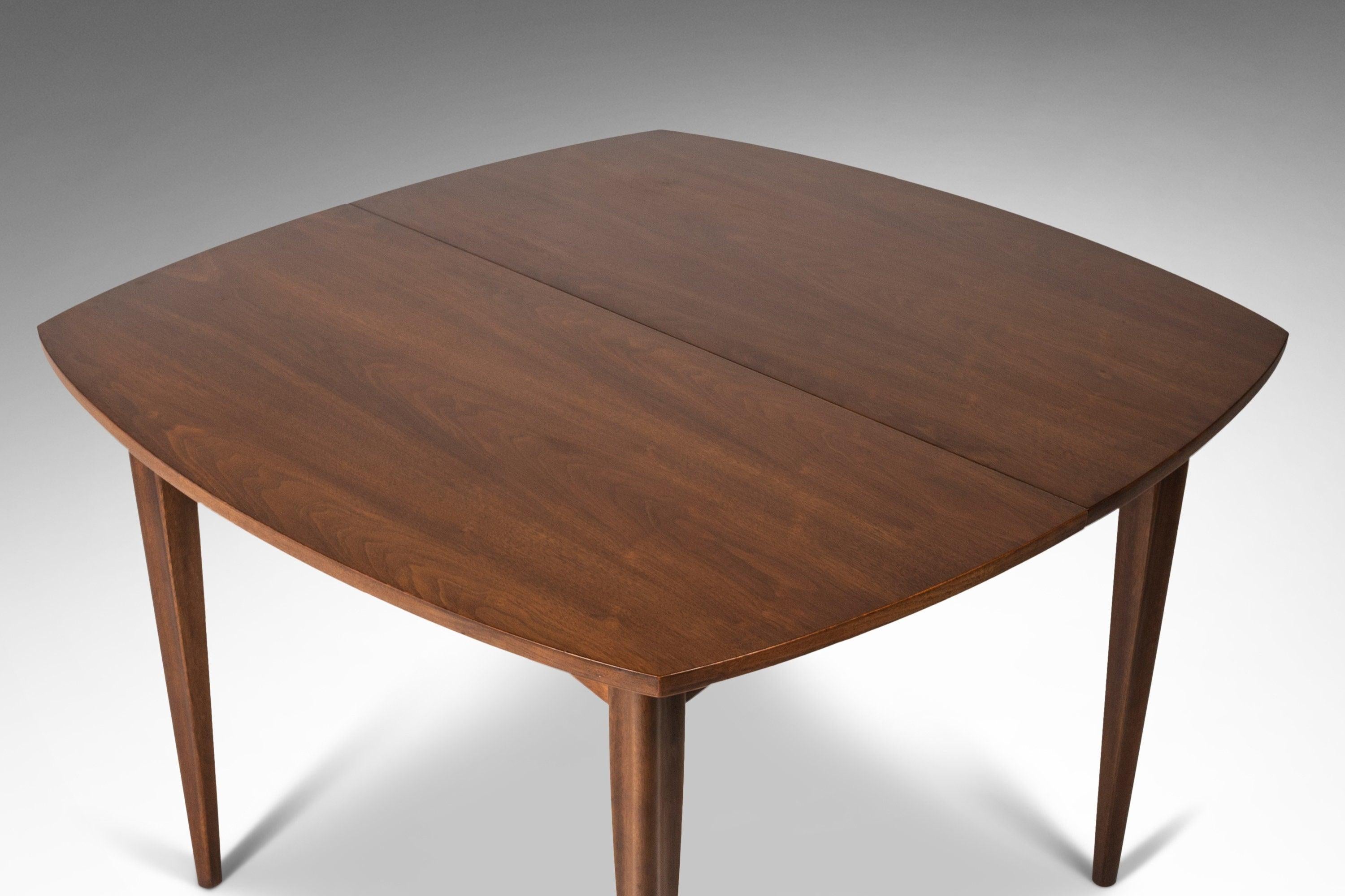 American Mid-Century Modern Brasilia Extension Dining Table in Walnut by Broyhill, USA