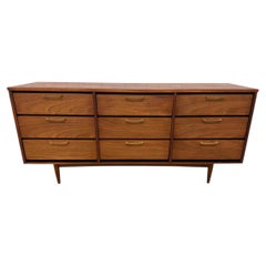 Mid-Century Modern Brasilia Style 9-Drawer Walnut Dresser - Refinished!