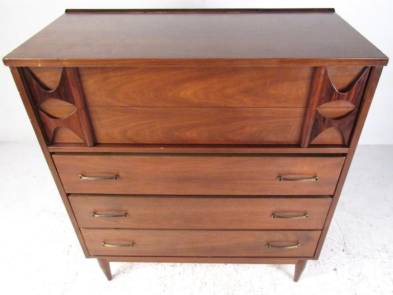 MidCentury Modern Brasilia Style Highboy Dresser at 1stDibs
