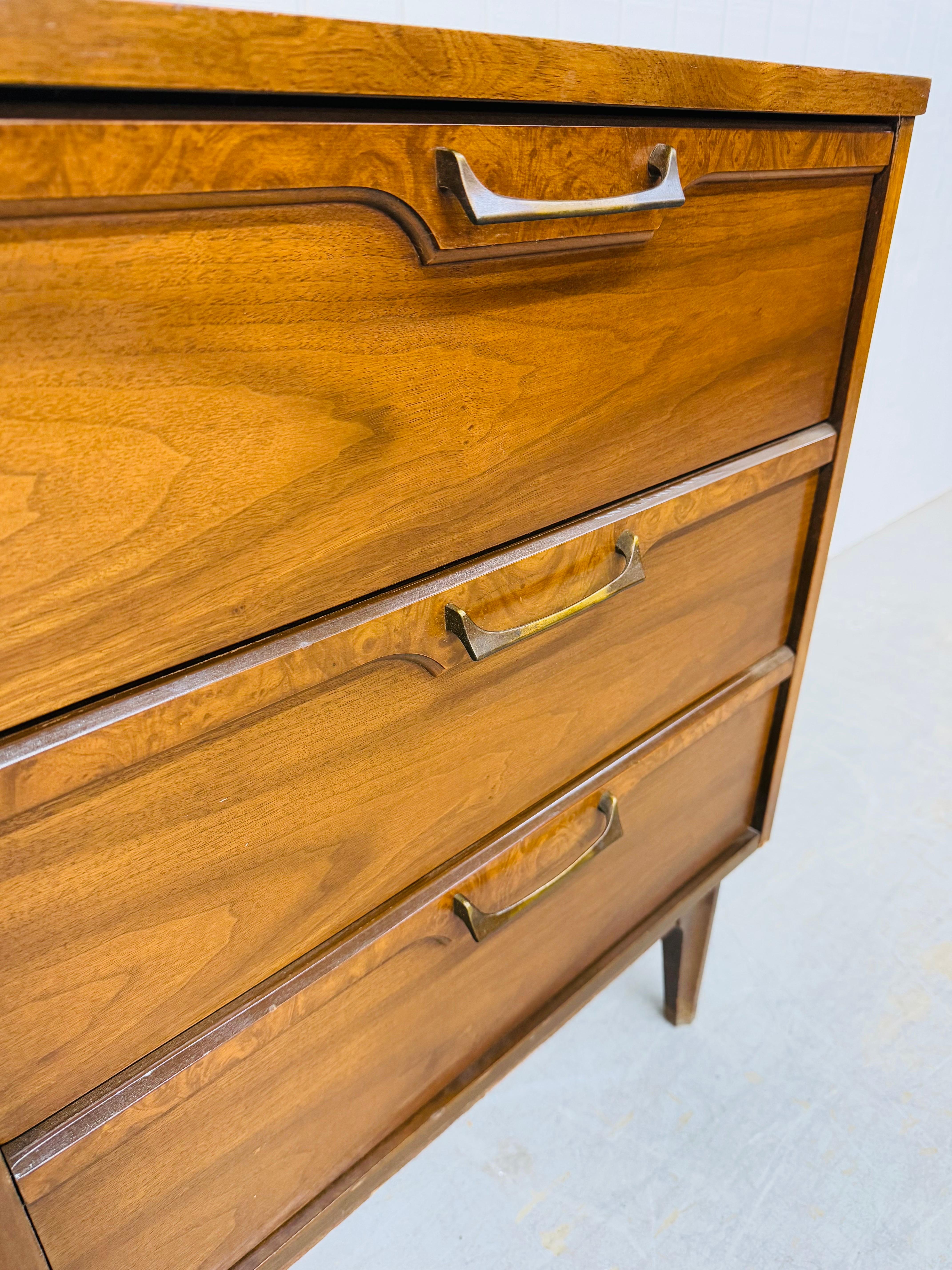 Mid-Century Modern Brasilia Style Walnut 9-Drawer Dresser For Sale 4