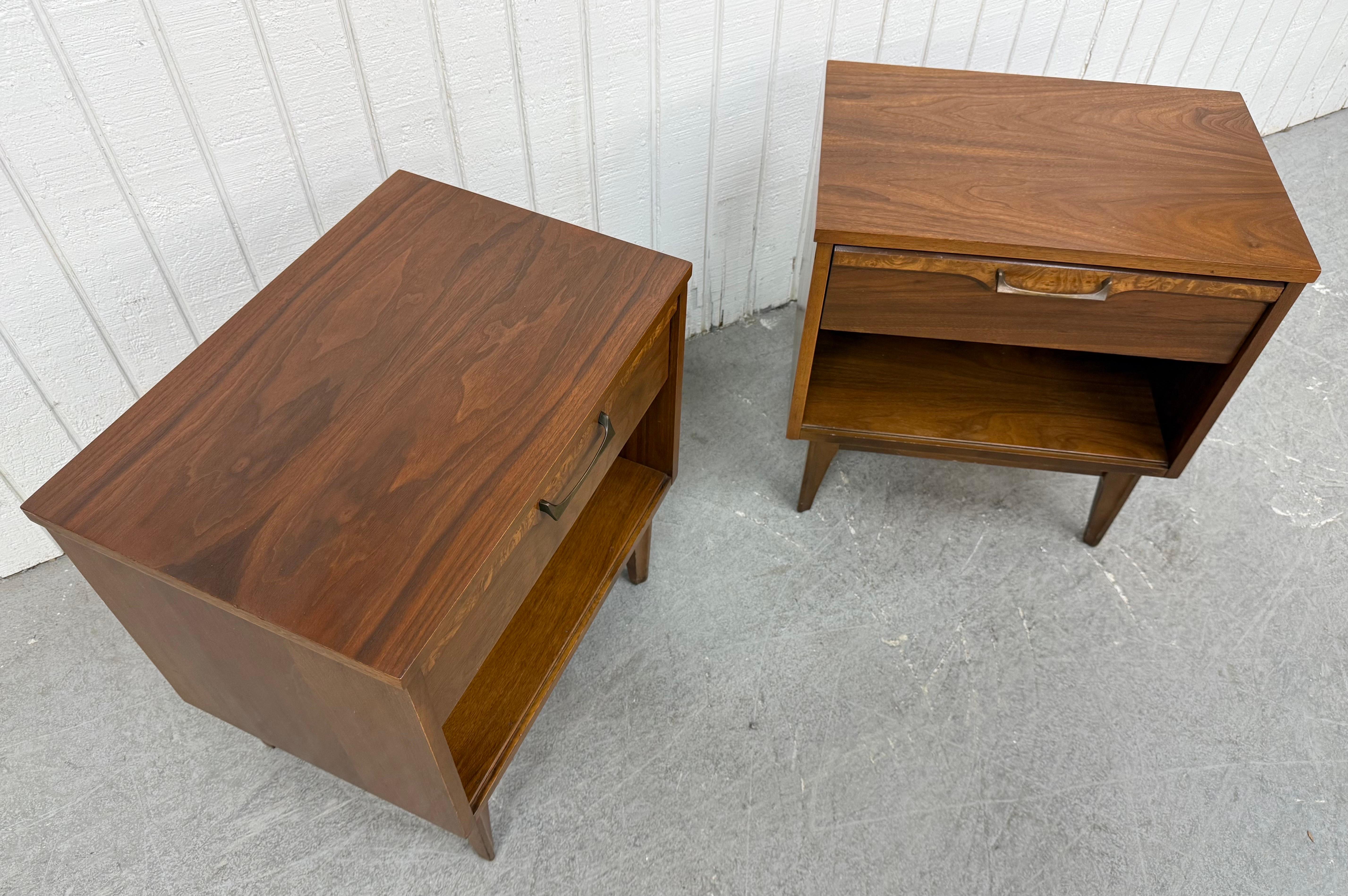 20th Century Mid-Century Modern Brasilia Style Walnut Nightstands - Set of 2