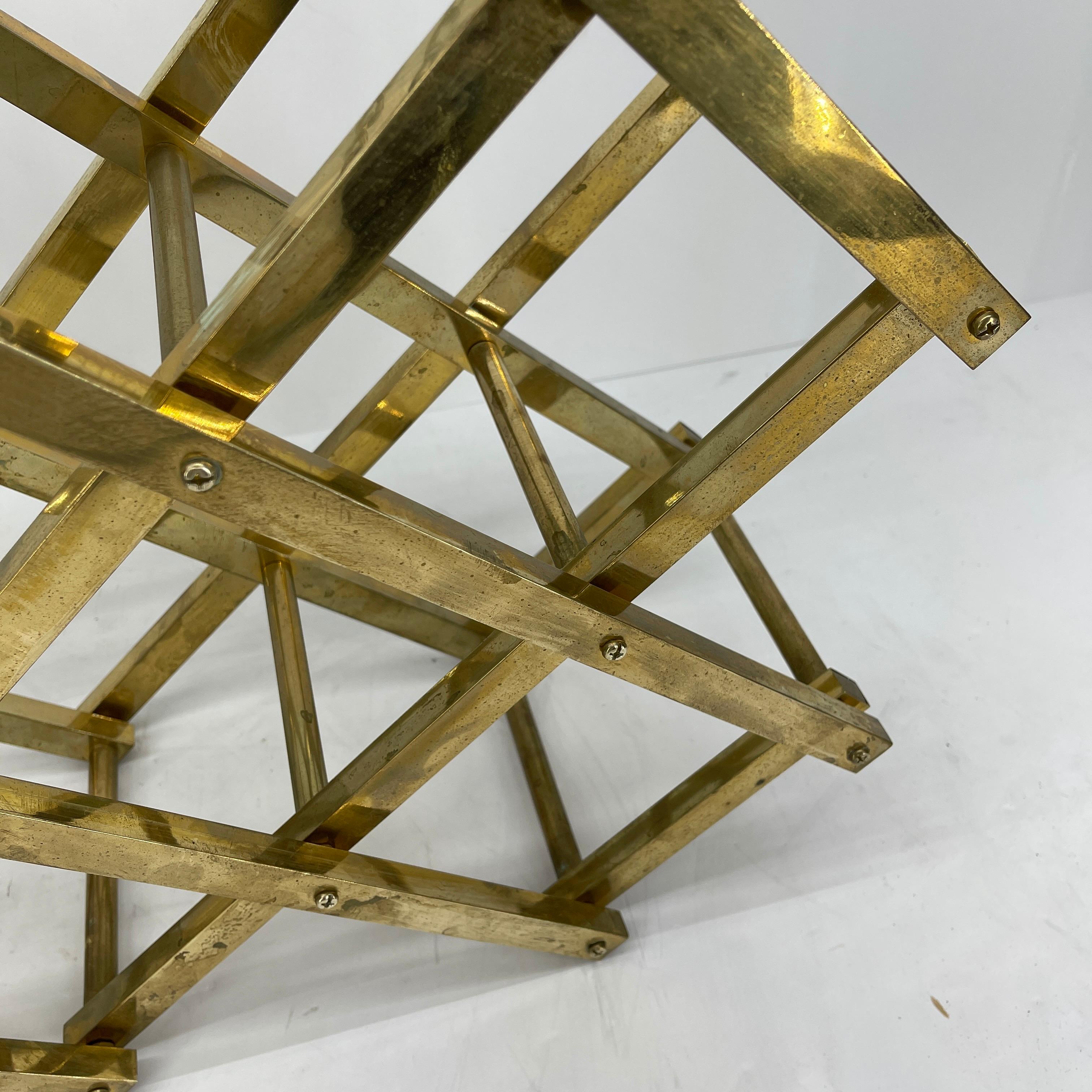 Mid-Century Modern Brass 10 Bottle Wine Rack  7