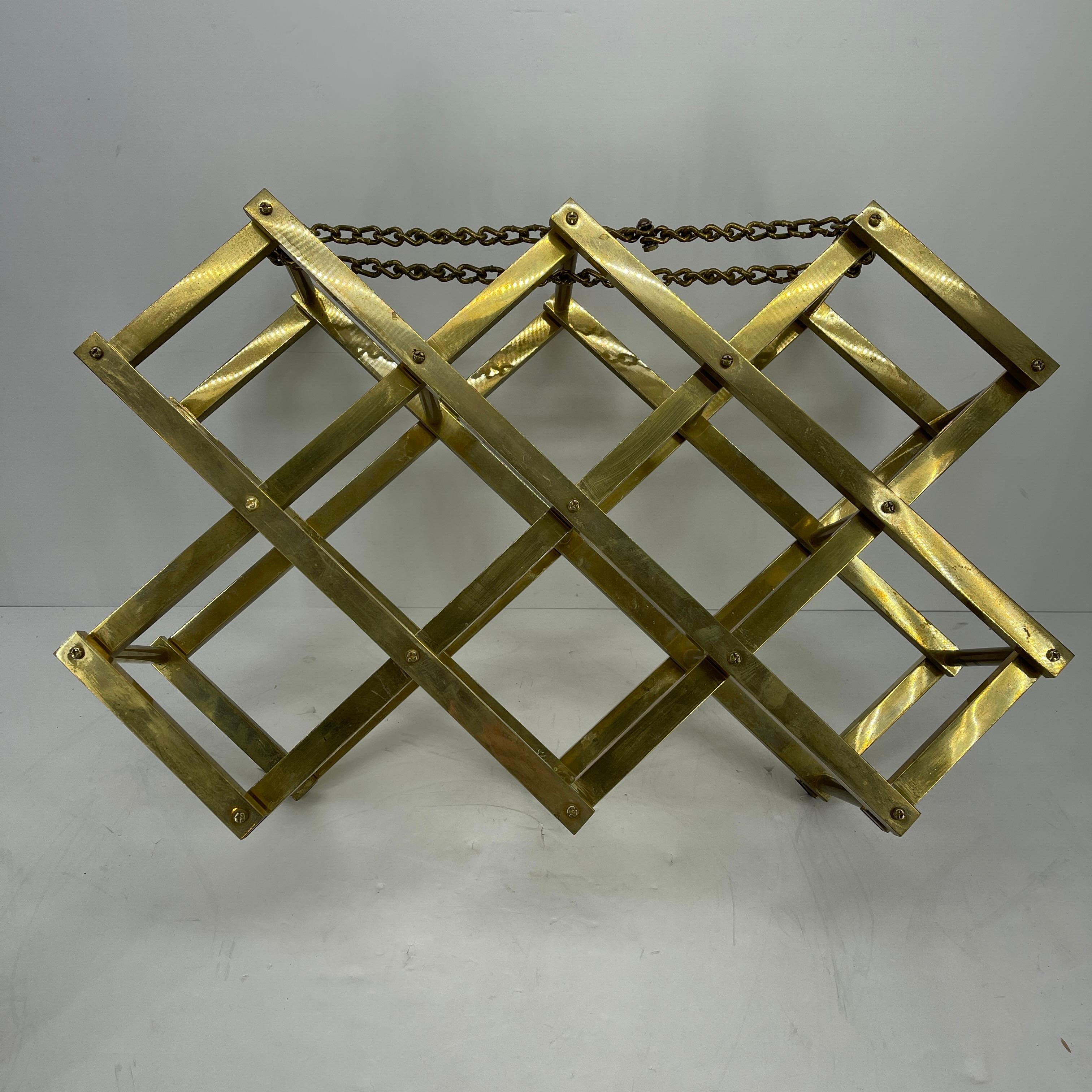 Mid-20th Century Mid-Century Modern Brass 10 Bottle Wine Rack 