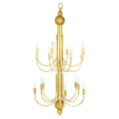 Mid-Century Modern Brass Chandelier, 16-Branch Design, 1970s