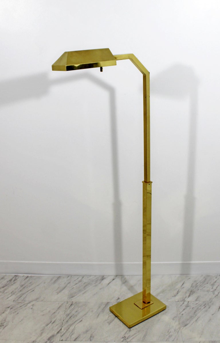 MidCentury Modern Brass Adjustable Brass Reading Floor Lamp by Chapman