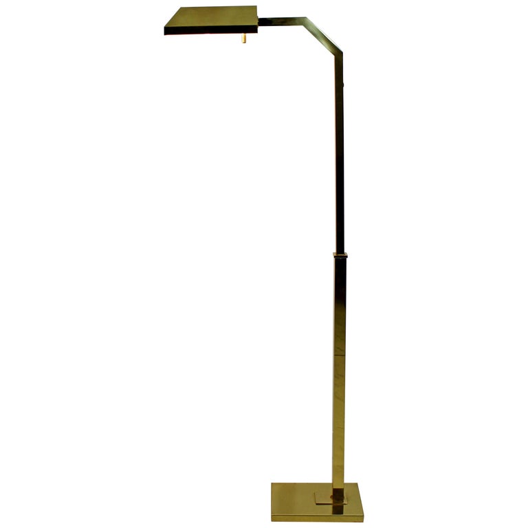 MidCentury Modern Brass Adjustable Brass Reading Floor Lamp by Chapman