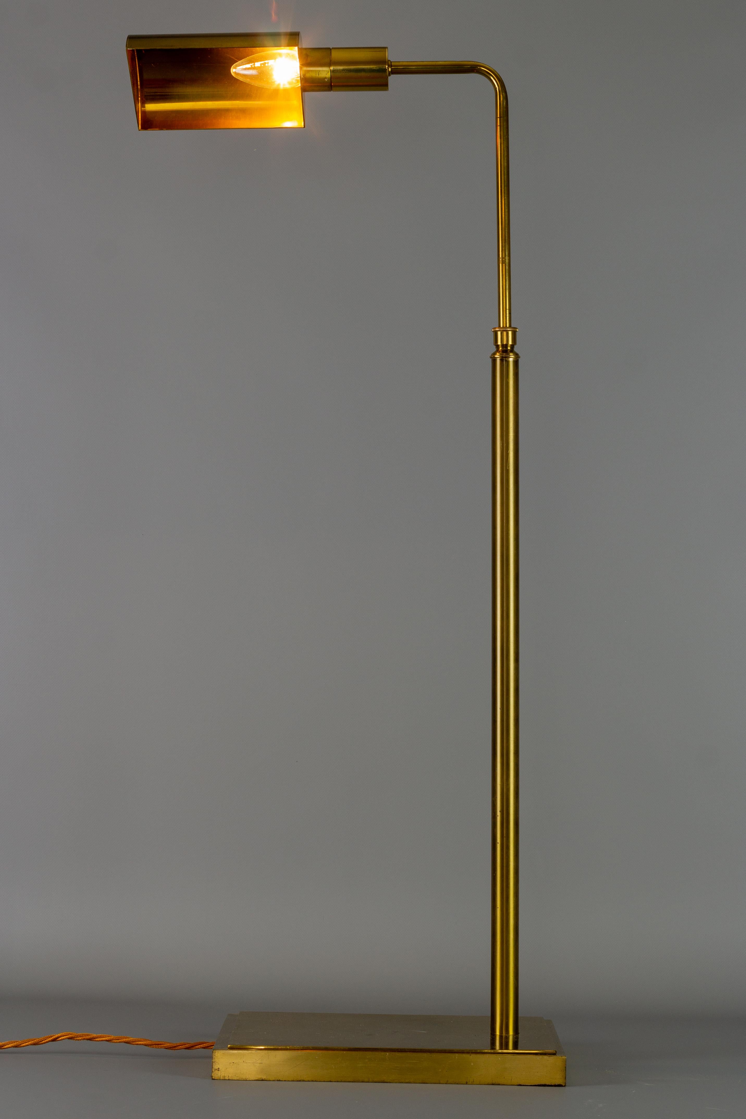 European Mid-Century Modern Brass Adjustable Height Floor Lamp, 1970s