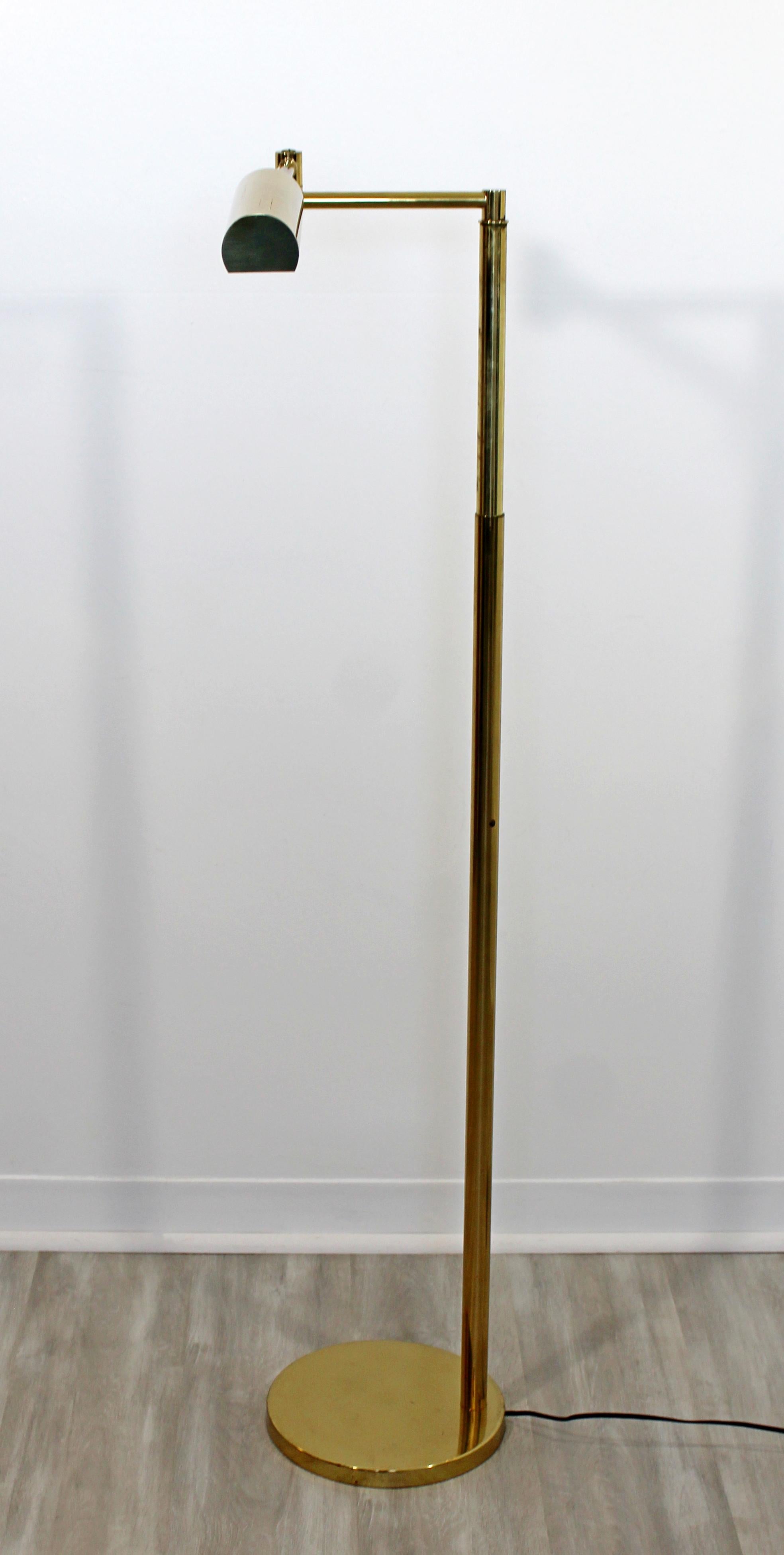 American Mid-Century Modern Brass Adjustable Reading Floor Lamp by Koch & Lowy, 1970s