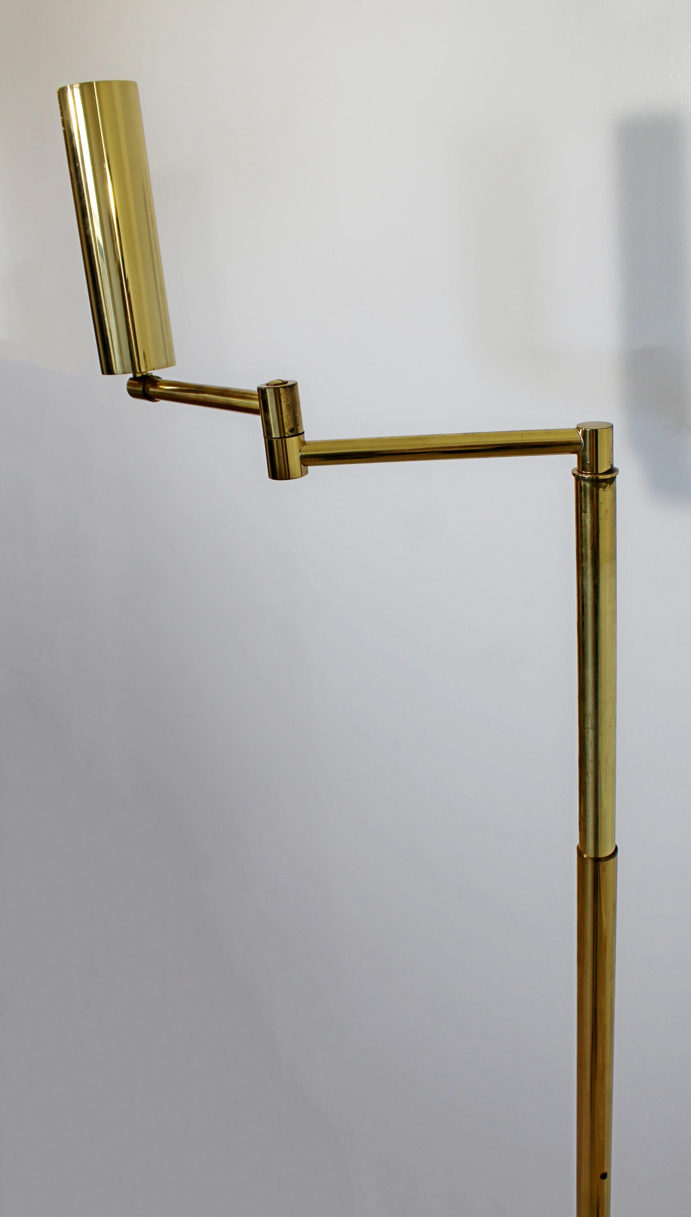 Mid-Century Modern Brass Adjustable Reading Floor Lamp by Koch & Lowy, 1970s 1