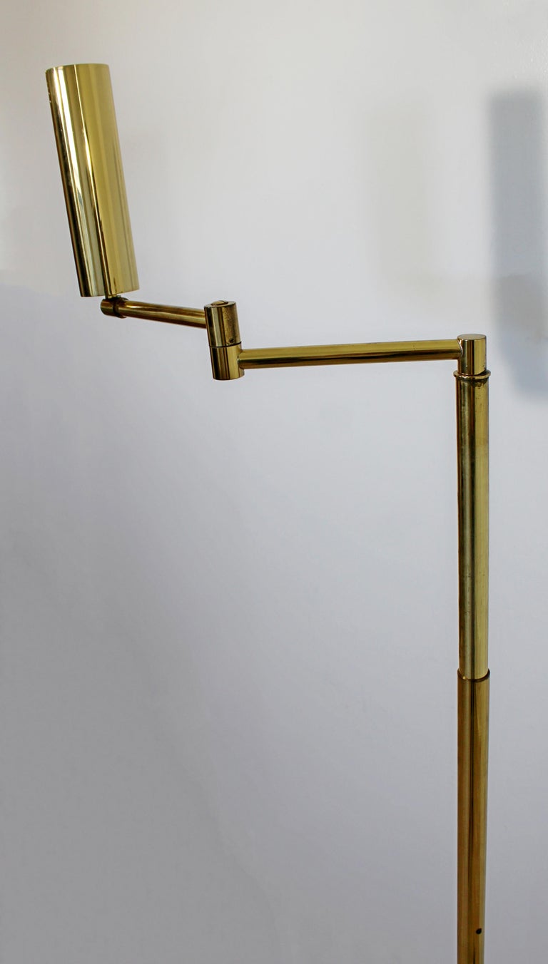 MidCentury Modern Brass Adjustable Reading Floor Lamp by Koch and Lowy
