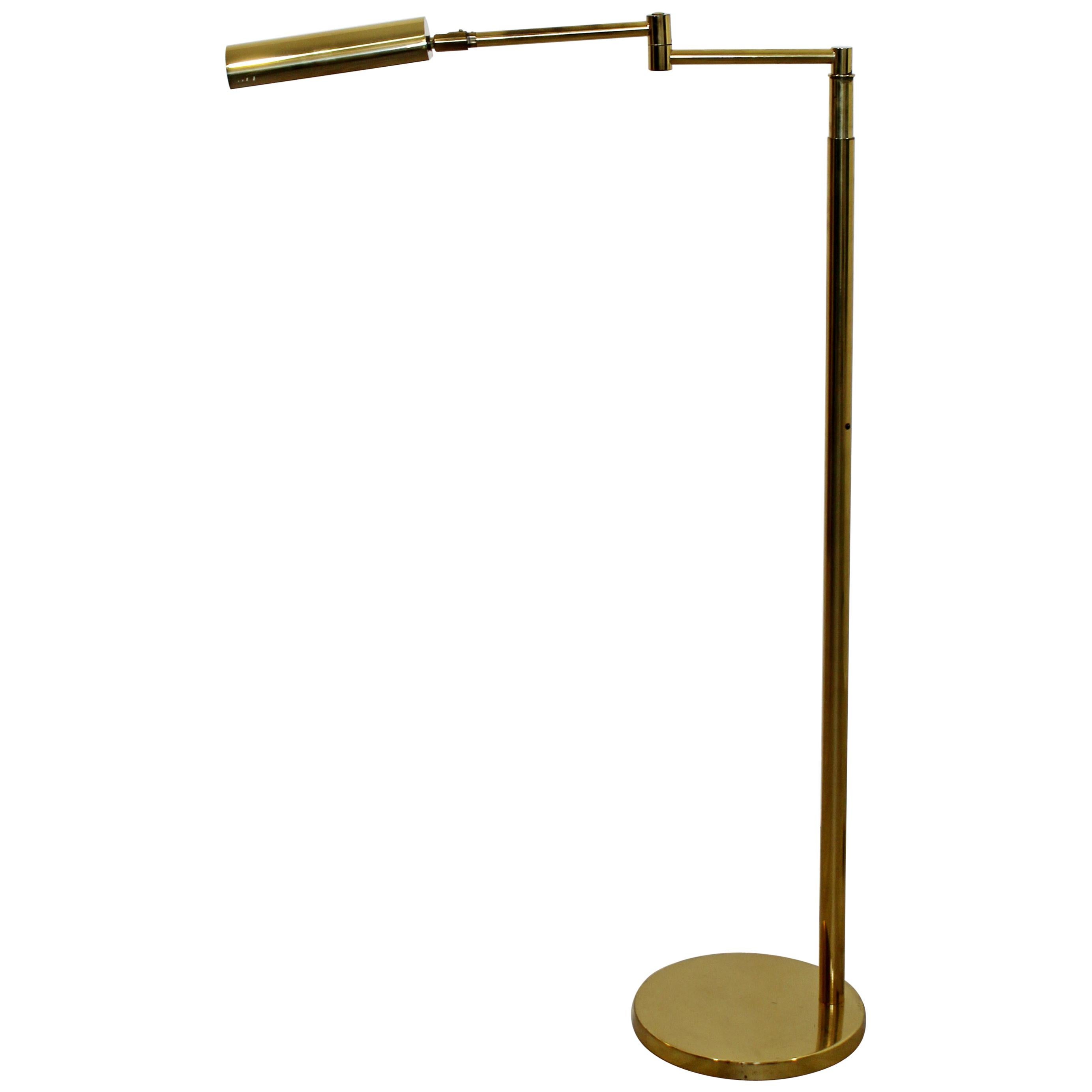 Mid-Century Modern Brass Adjustable Reading Floor Lamp by Koch & Lowy, 1970s