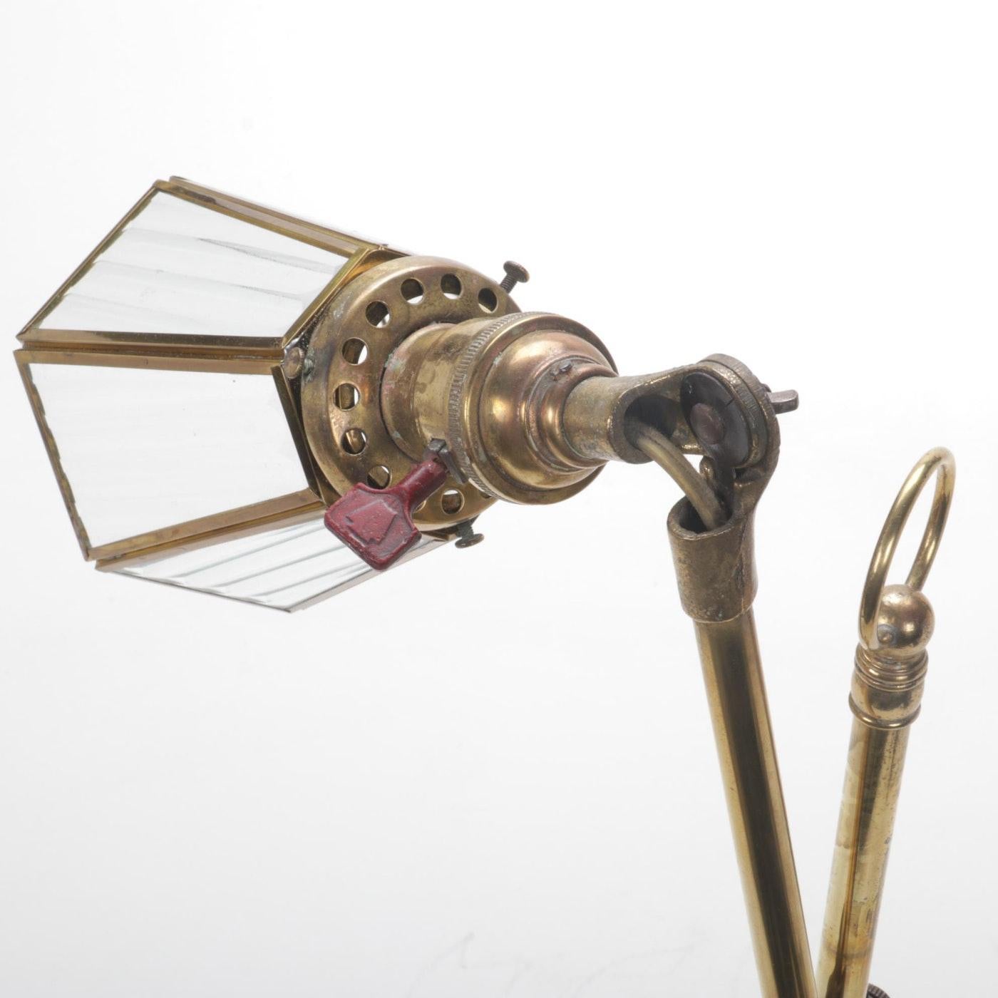 American Mid-Century Modern Brass Adjustable Table Lamp