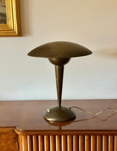 Lampada da tavolo regolabile in ottone della metà del secolo scorso, Italia, circa 1950