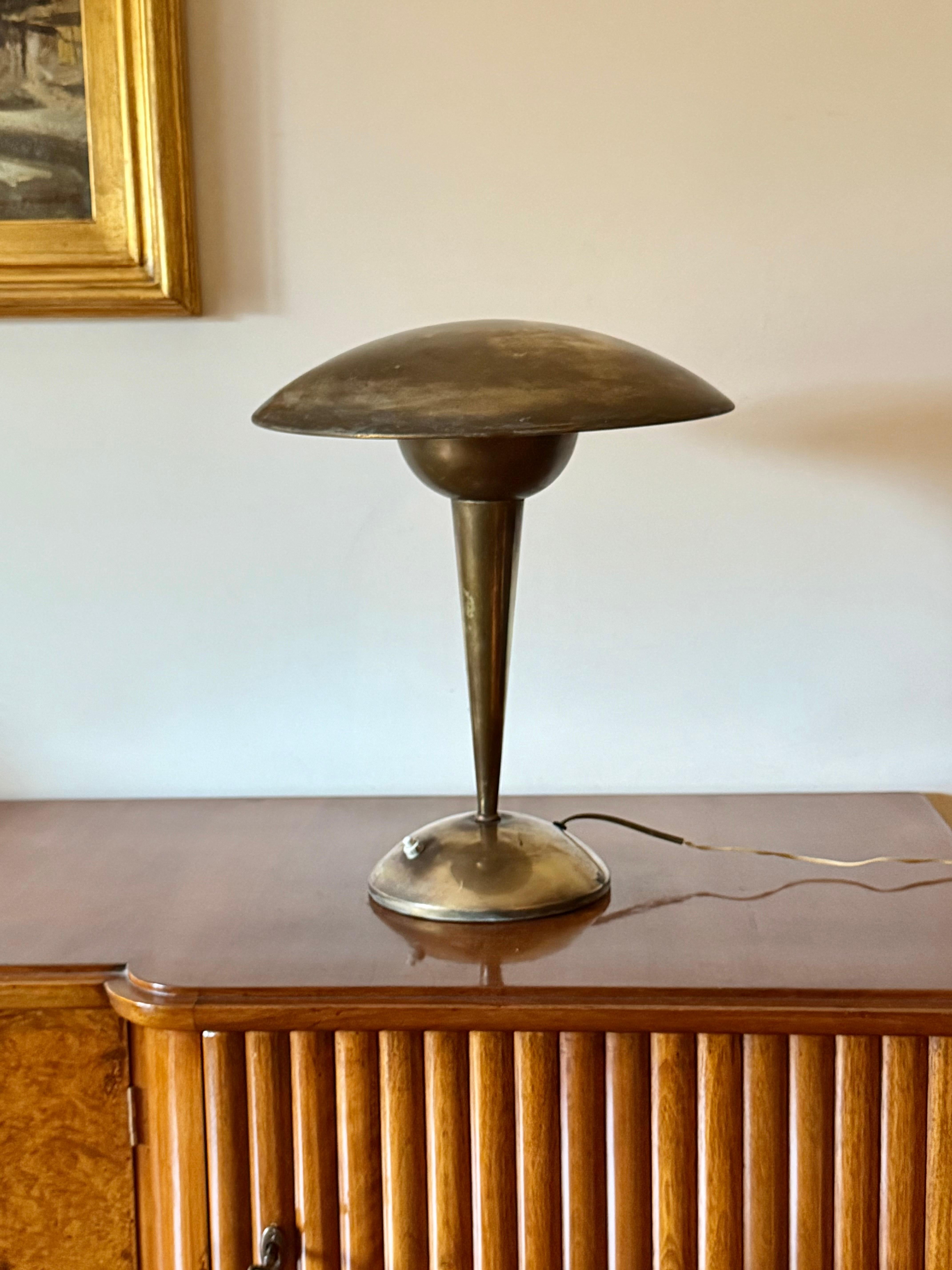 Laiton Lampe de table ajustable en laiton, Italie circa 1950 en vente