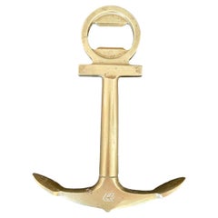 Vintage Mid-Century Modern Brass Anchor-Form Corkscrew /Bottle Opener