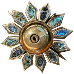 Mid-Century Modern Brass and Abalone Door Handles