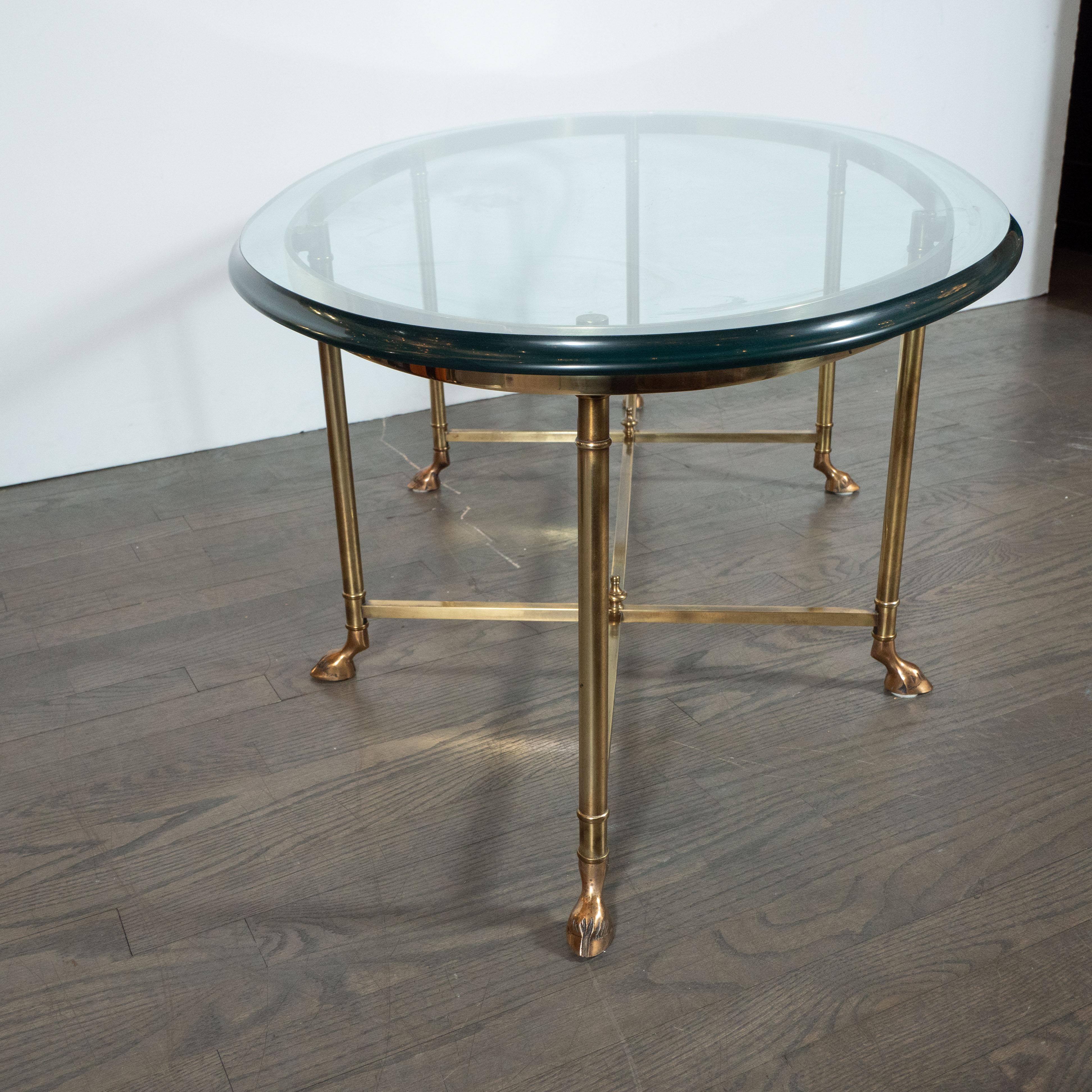 Mid-20th Century Mid-Century Modern Brass and Beveled Glass Cocktail Table in the Style of Jansen
