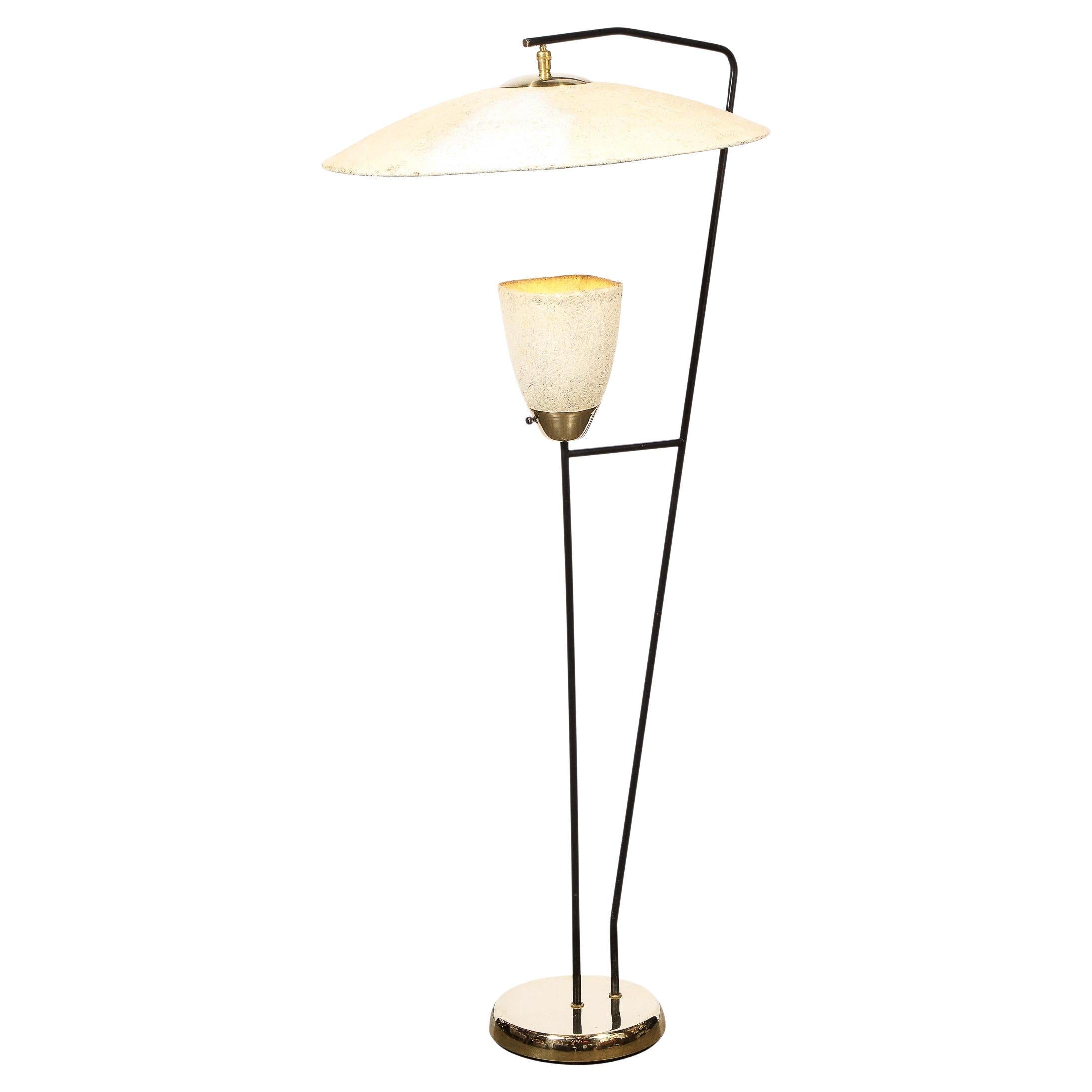 Mid Century Modern Brass Globe Shades Floor Lamp at 1stDibs