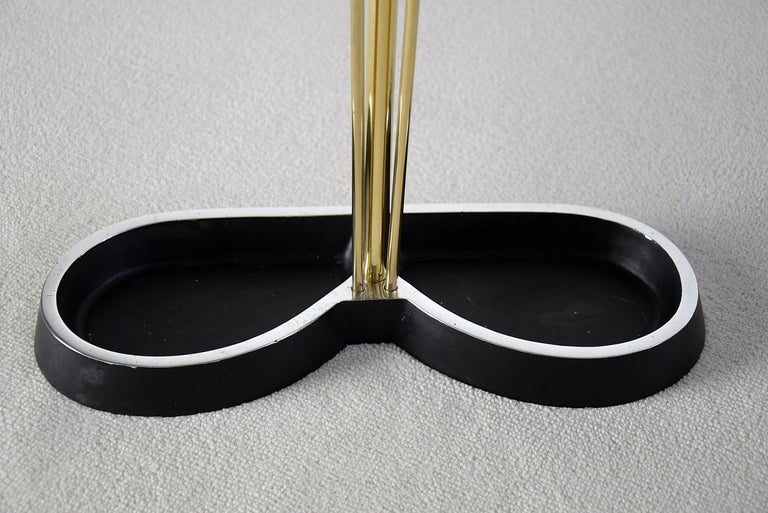 MidCentury Modern Brass and Black Umbrella Stand For Sale at 1stDibs
