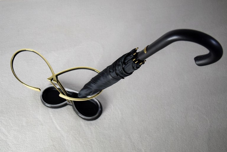 MidCentury Modern Brass and Black Umbrella Stand For Sale at 1stDibs